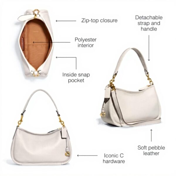 Coach borsa a tracolla pelle ciottolo donna Cary taglia