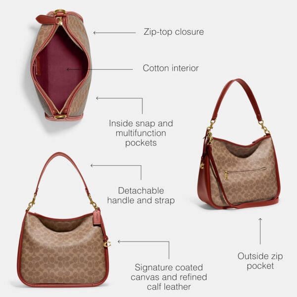 Borsa a tracolla COACH Cary Signature tela rivestita Tan-2