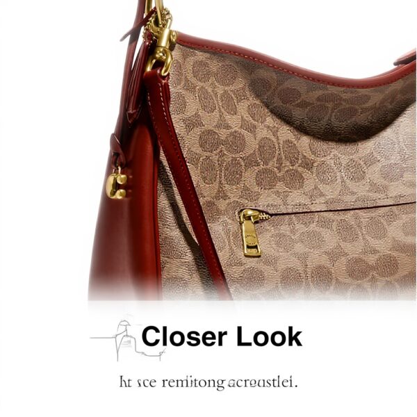 Borsa a tracolla COACH Cary Signature tela rivestita Tan