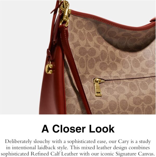 Borsa a tracolla COACH Cary Signature tela rivestita Tan-3