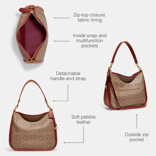 Borsa a tracolla COACH Cary Signature tela rivestita Tan-1