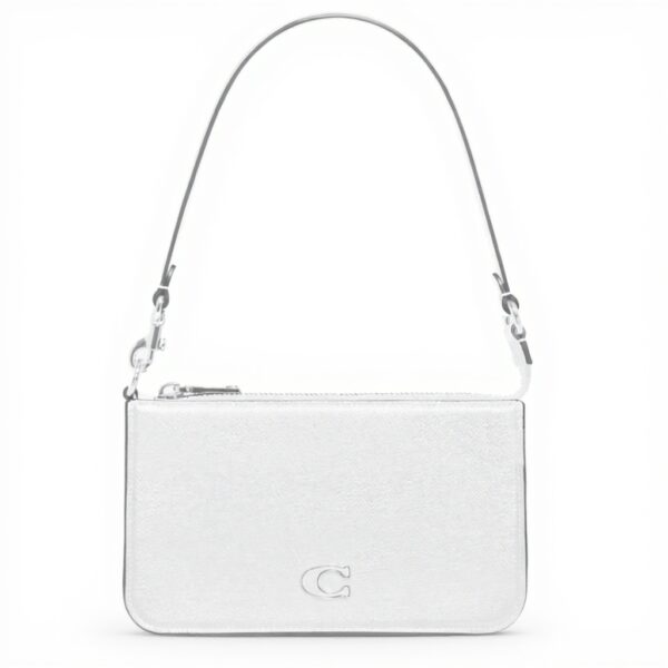 Borsa Coach pelle Cross Grain Chalk pochette donna