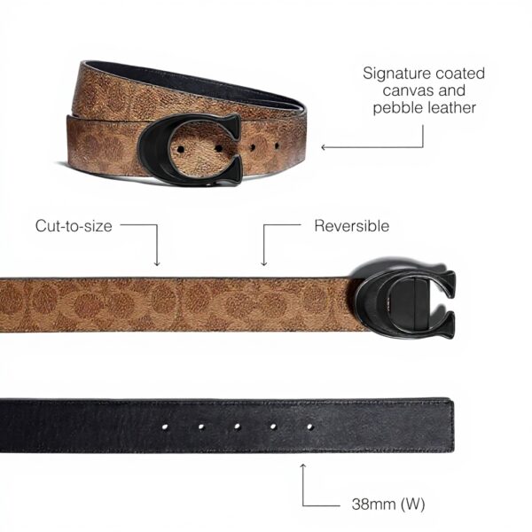 Cintura Coach reversibile uomo marrone nero 115 cm