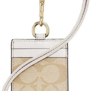 Porta badge COACH pelle grana incrociata cordino cachi-0