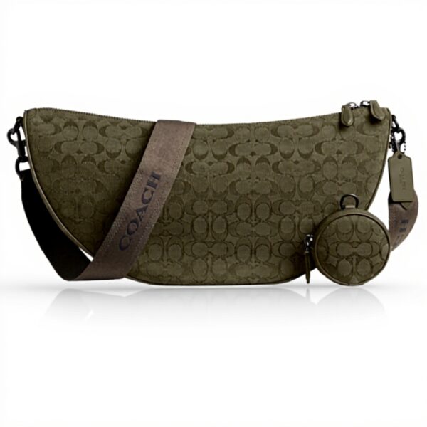 Zaino monospalla Coach Hall morbido verde oliva uomo