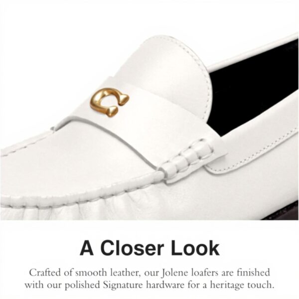 Mocassini Coach Jolene Donna Gesso Scarpe Basse Pelle