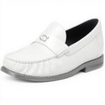 Mocassini Coach Jolene Donna Gesso Scarpe Basse Pelle