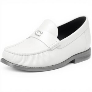 Mocassini Coach Jolene Donna Gesso Scarpe Basse Pelle