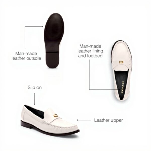 Mocassini Coach Jolene Donna Gesso Scarpe Basse Pelle