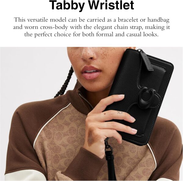 COACH Polished Pebble Tabby Wristlet Nero Borse Donna-1