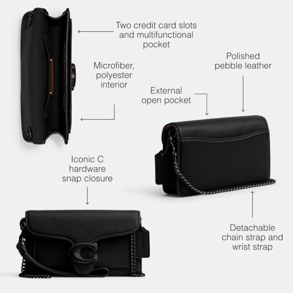 COACH Polished Pebble Tabby Wristlet Nero Borse Donna-2