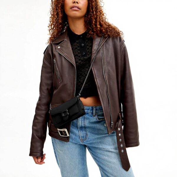 COACH Polished Pebble Tabby Wristlet Nero Borse Donna