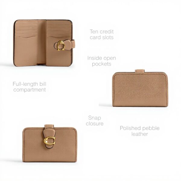 Portafoglio Coach pelle martellata lucida medio Tabby Talpa