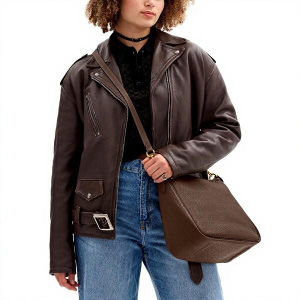 Borsa a spalla Coach pelle morbida Dark Stone donna