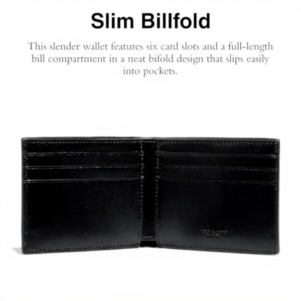 Portafoglio Coach Sottile in Pelle Uomo Carbone Nero