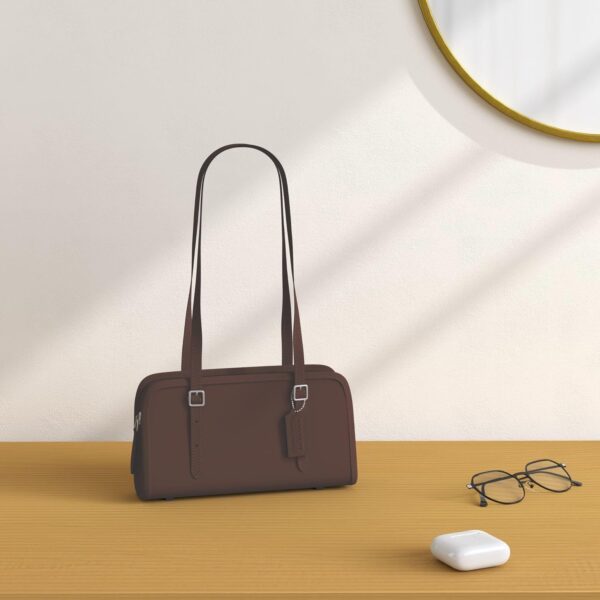 Borsa a spalla COACH Swing Zip pelle Donna Acero-1