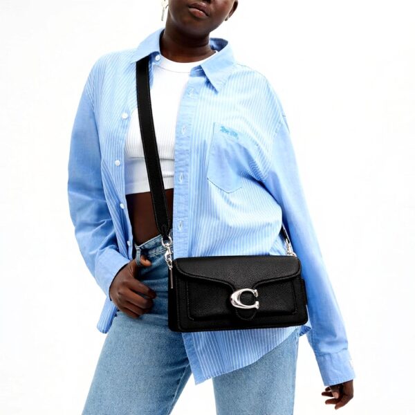 COACH Tabby Borsa a tracolla pelle lucida nero donna
