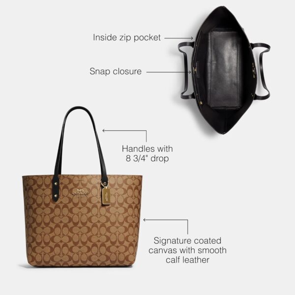 Borsa Tote COACH Town Unisex Adulto Cachi Nero-3