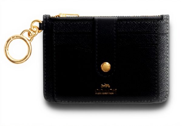 Coach Porta carte pelle grana incrociata blu navy,