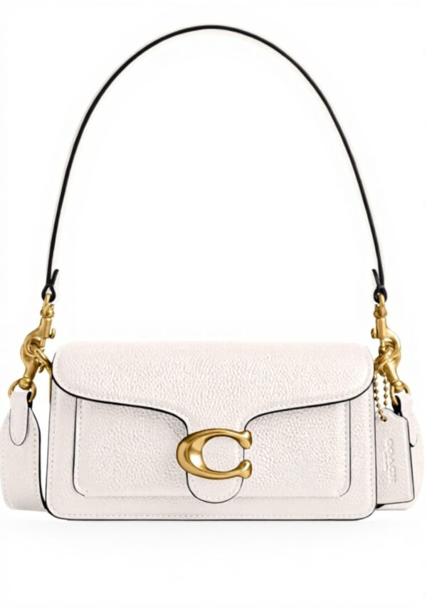 Borsa a spalla Coach Tabby 20 pelle ghiaia lucida Gesso