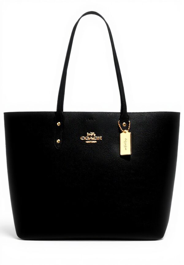 Borsa Tote Coach Town nero cuoio chiusura a scatto