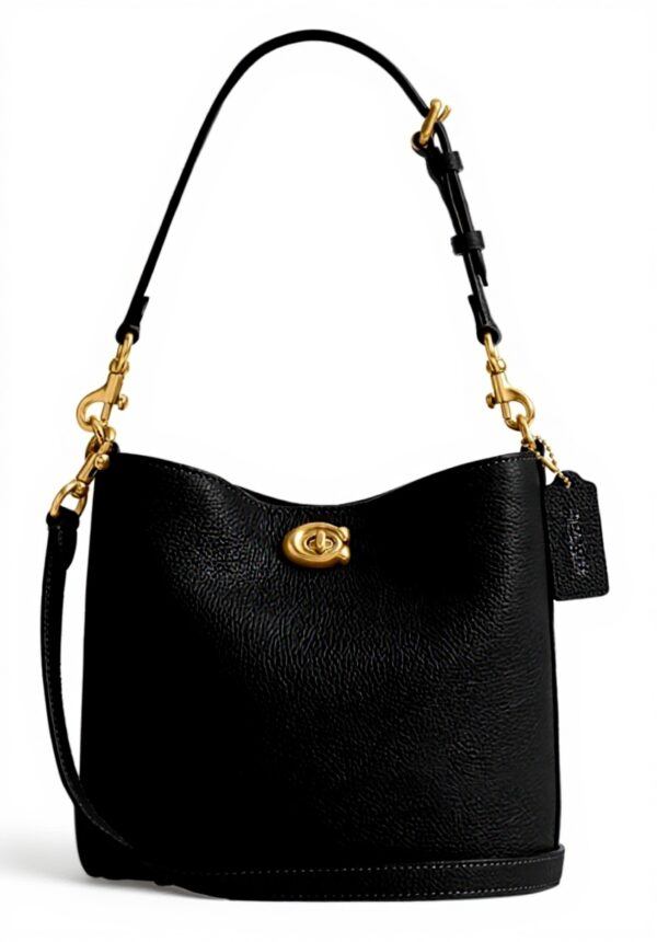 Coach Willow Soft Secchiello Borsa 19 pelle lucida nero
